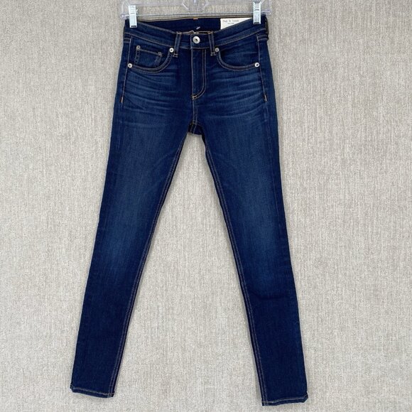 Rag Bone Jeans‎ Ankle Skinny Denim Stretch Whiskered Dark Casual 24 - Picture 1 of 12